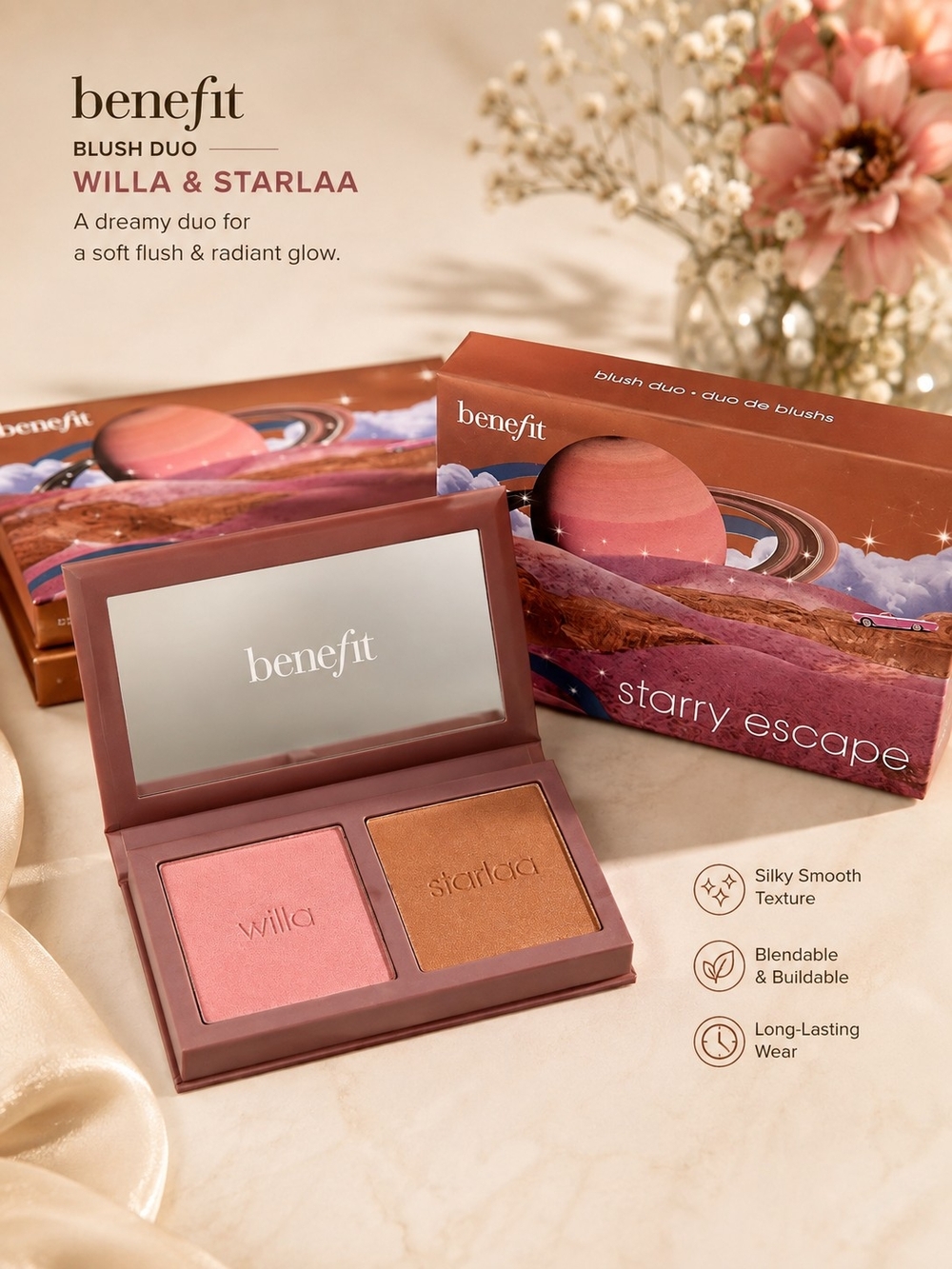 Benefit Shellie Twinkle Beach Blush & Highlighter Duo - Pink & Champagne - Picture 3 of 4
